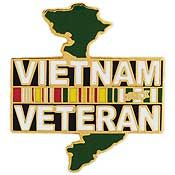 Pin Vietnam Veteran w/Service Ribbons (1-1/8")