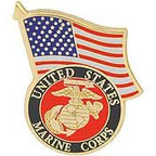 Pin USMC LOGO w/USA Flag (1-1/4")