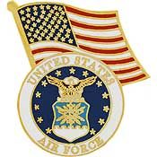 Pin USAF Emblem w/USA Flag (1-1/4")