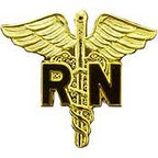 Pin Medical Caduceus R.N. Symbol (Gold) (1")