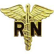 Pin Medical Caduceus R.N. Symbol (Gold) (1")