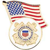 Pin USCG LOGO w/USA Flag (1-1/4")