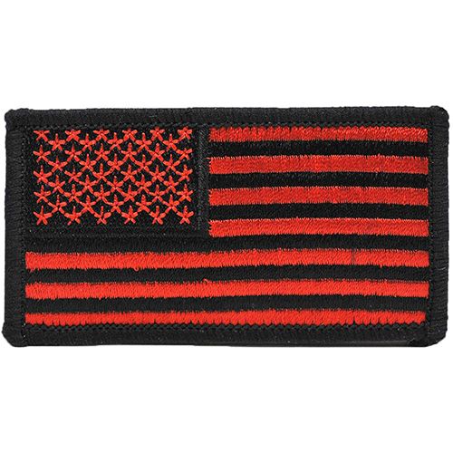 Patch Flag, USA, Rect. BLK/RED (3-1/4"x1-7/8")