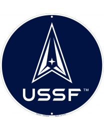 Sign USSF US Space Force Round Metal "United States Space Force" Sign