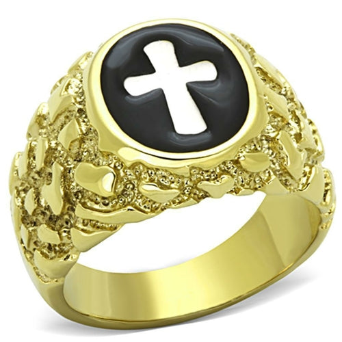 Ring Christian Two-Tone IP Gold (Ion Plating) Stainless Steel Ring