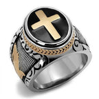 Ring Christian Two-Tone IP Rose Gold Stainless Steel Ring with Epoxy