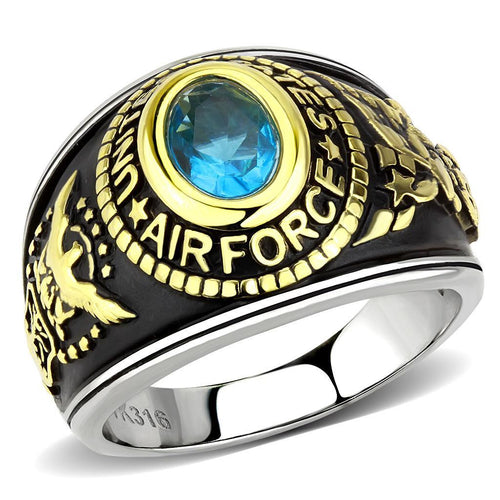 Ring US Air Force Two-Tone IP Gold (Ion Plating) Stainless Steel Ring USAF
