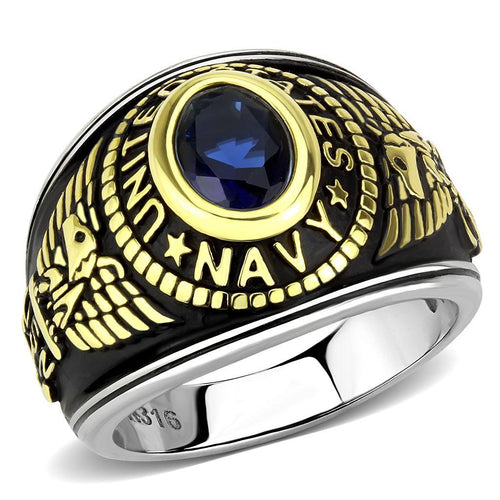 Ring US Navy USN Two-Tone IP Gold (Ion Plating) Stainless Steel Ring