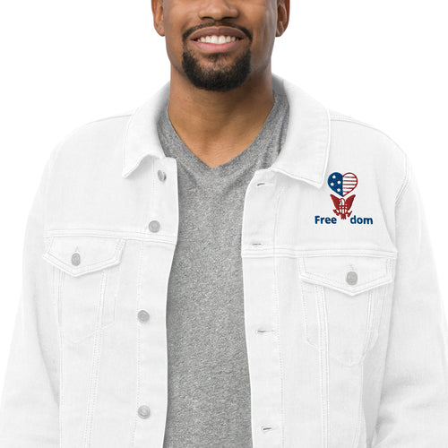 USSVet Freedom Embroidered Unisex denim jacket with Lovin' American Freedom Collection